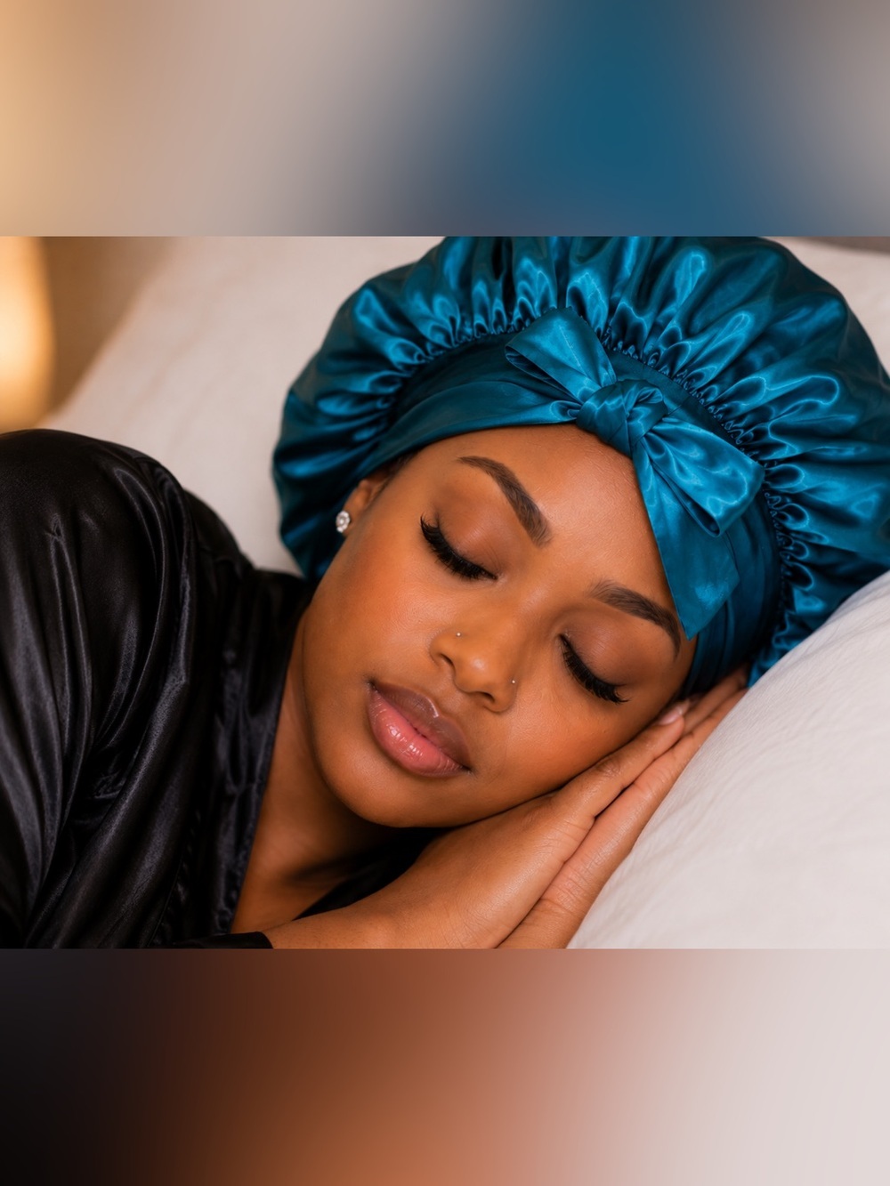 Teal Satin Hair Bonnet